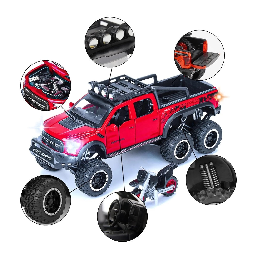 Ford Raptor F150 Metal Car Toys For Kids 1:24 [Red]