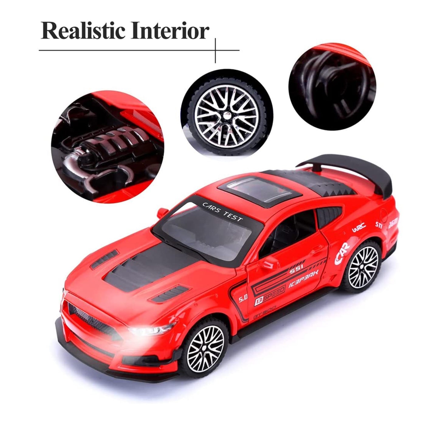 Ford Mustang Gt500 Metal Car Toys For Kids 1:32 - Red