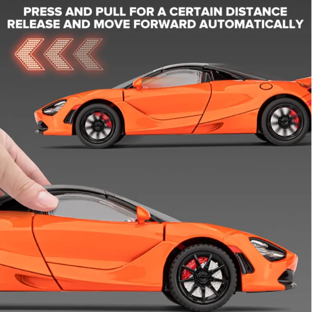 Mclaren 720S Convertible Metal Car Toys For Kids 1:24 - Orange