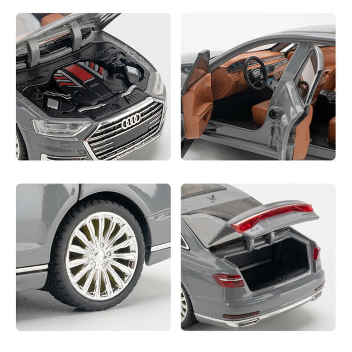 Audi A8 Metal Car Toys For Kids 1:24 - Silver