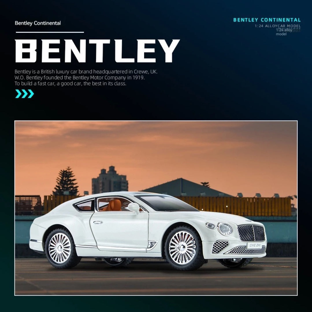 Bentley Continental Metal Car Toys For Kids 1:24 - White