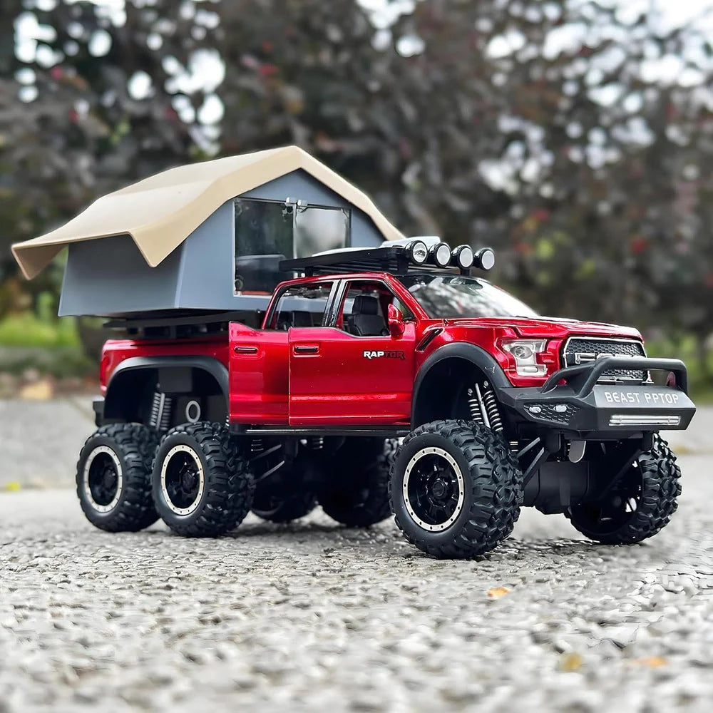 Ford Raptor F150 Rv Metal Car Toys For Kids 1:24 - Red