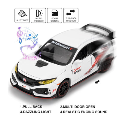 Honda Civic Type-R Car Metal Car Toys For Kids 1:32 - White