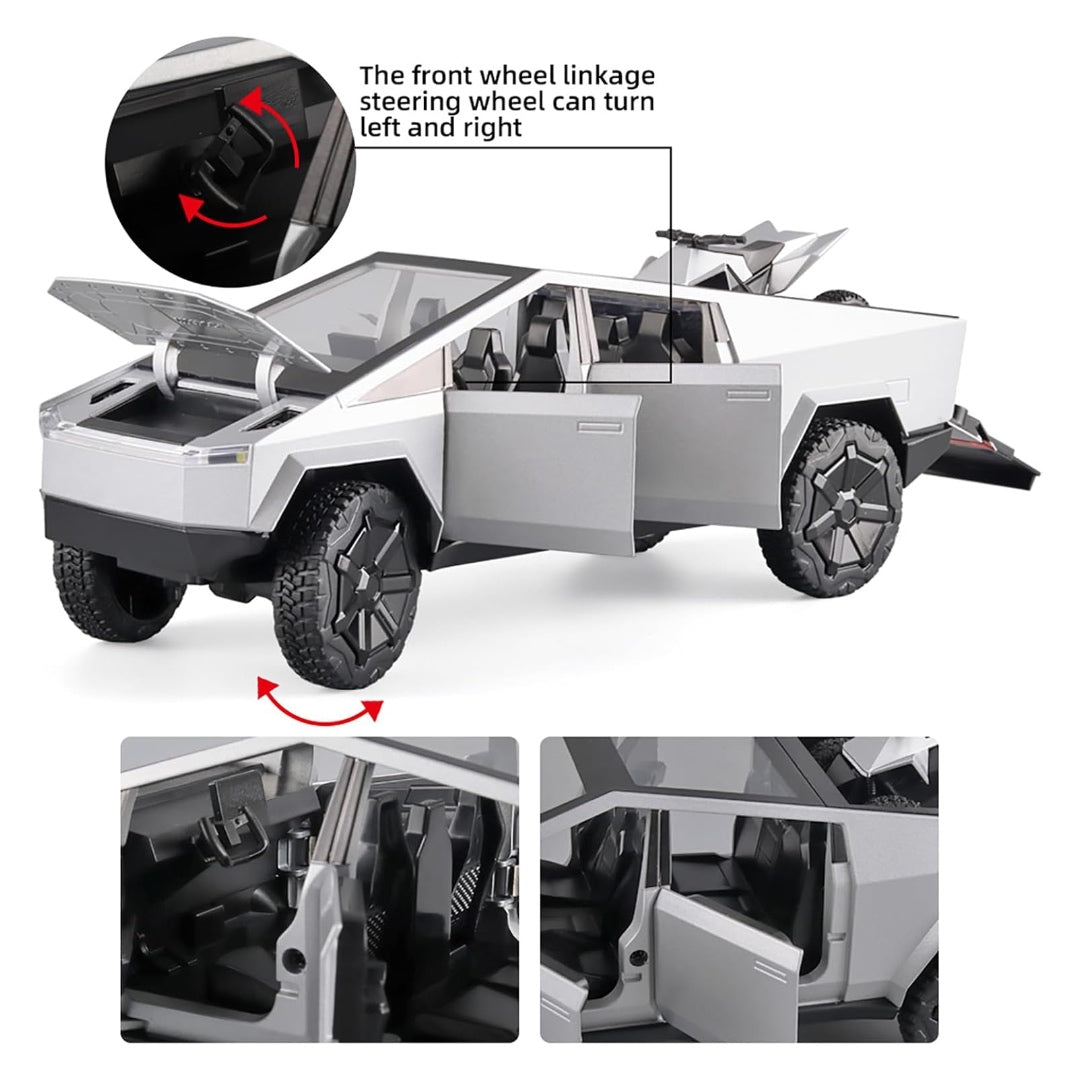 Tesla Cyber Truck Metal Car Toys For Kids 1:24 [Silver]