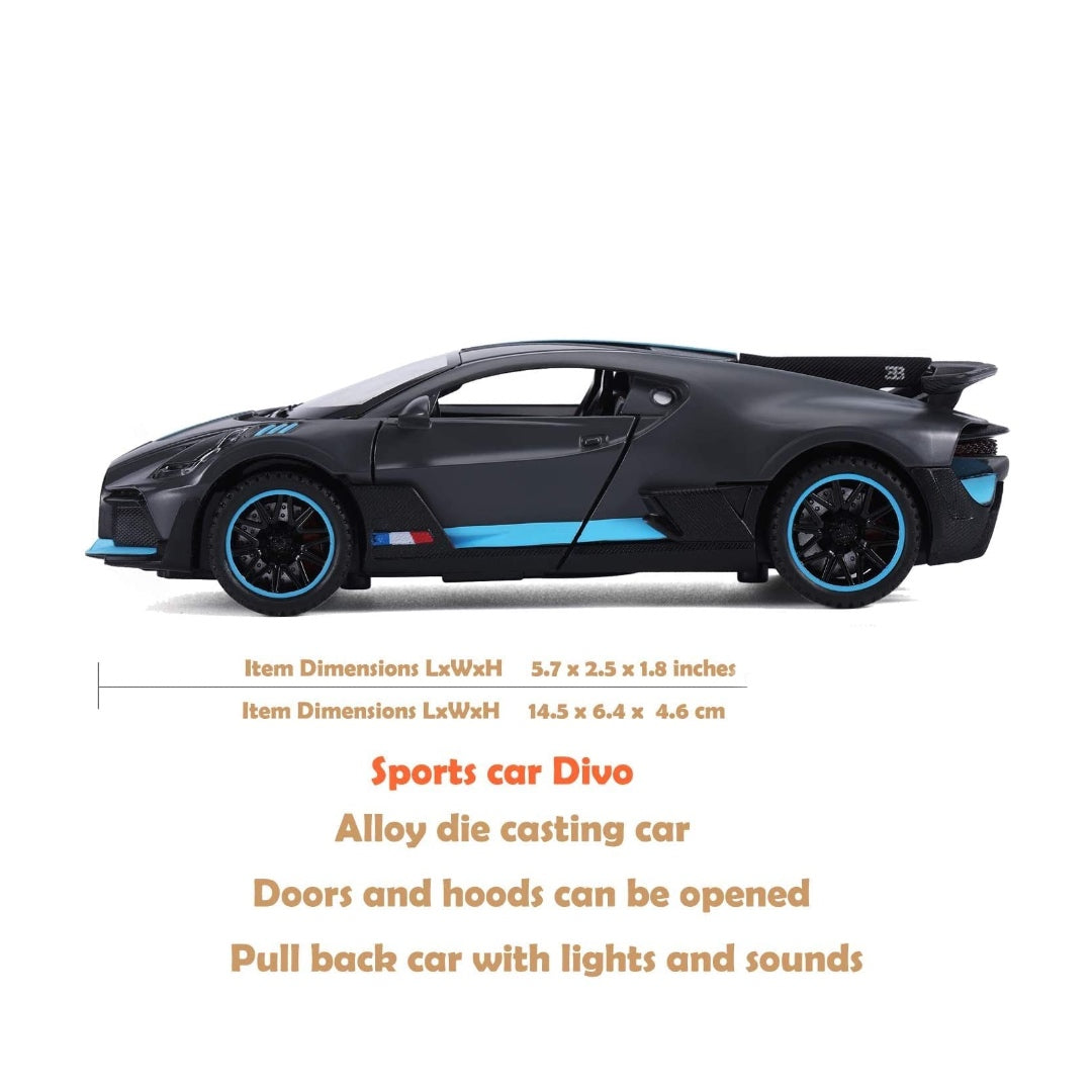 Bugatti Divo Metal Car Toys For Kids 1:32 - Black