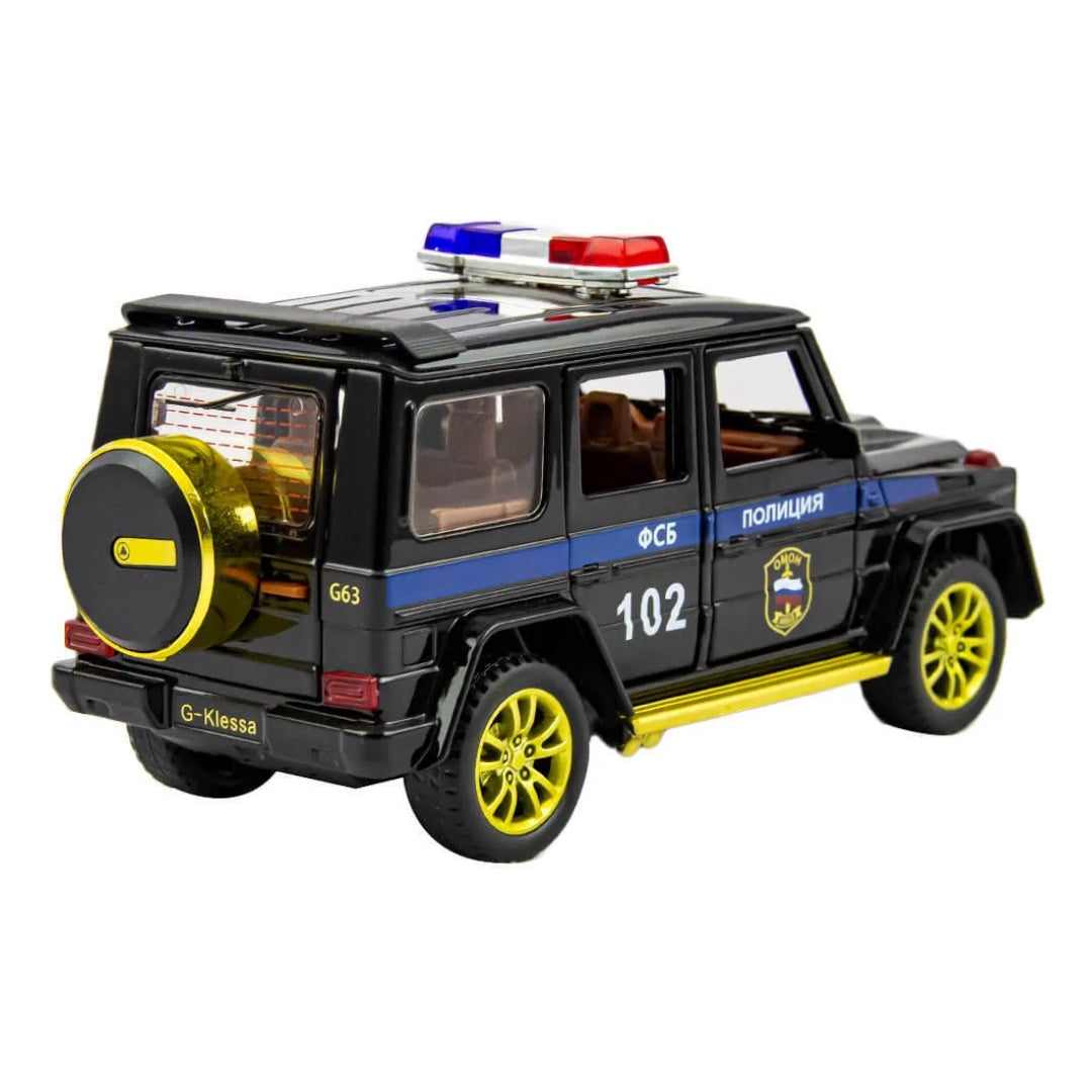 Mercedes-Benz G Wagon Police Metal Car Toys For Kids 1:32 [Black]