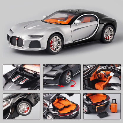 Bugatti Atlantic Metal Car Toys For Kids 1:24 - Silver