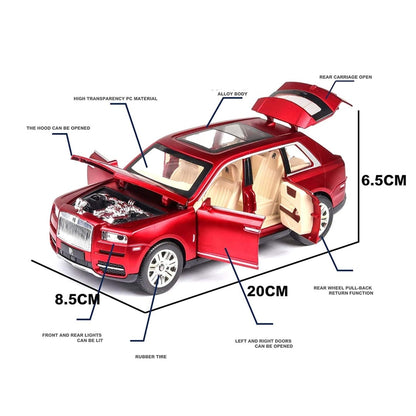 Rolls Royce Cullinan Model Metal Car Toys For Kids 1:24 - Red