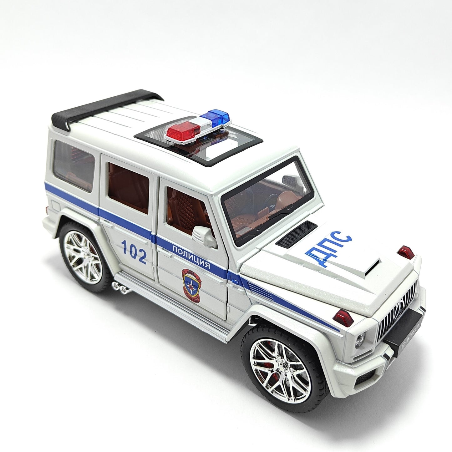 Mercedes AMG G63 G-KLESSA Police Metal Car Toys For Kids 1:24 [White]