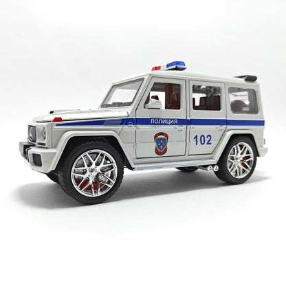 Mercedes AMG G63 G-KLESSA Police Metal Car Toys For Kids 1:24 [White]