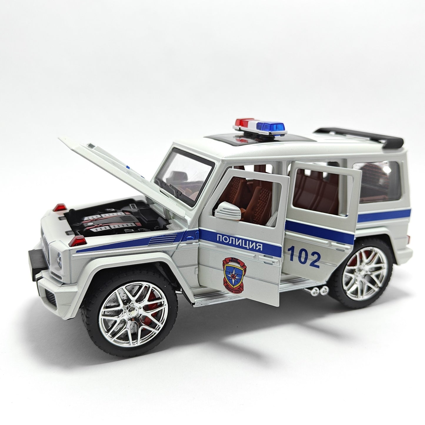 Mercedes AMG G63 G-KLESSA Police Metal Car Toys For Kids 1:24 [White]