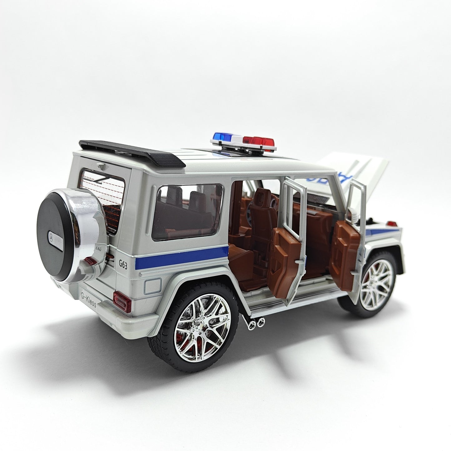 Mercedes AMG G63 G-KLESSA Police Metal Car Toys For Kids 1:24 [White]