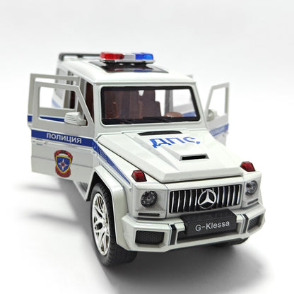 Mercedes AMG G63 G-KLESSA Police Metal Car Toys For Kids 1:24 [White]