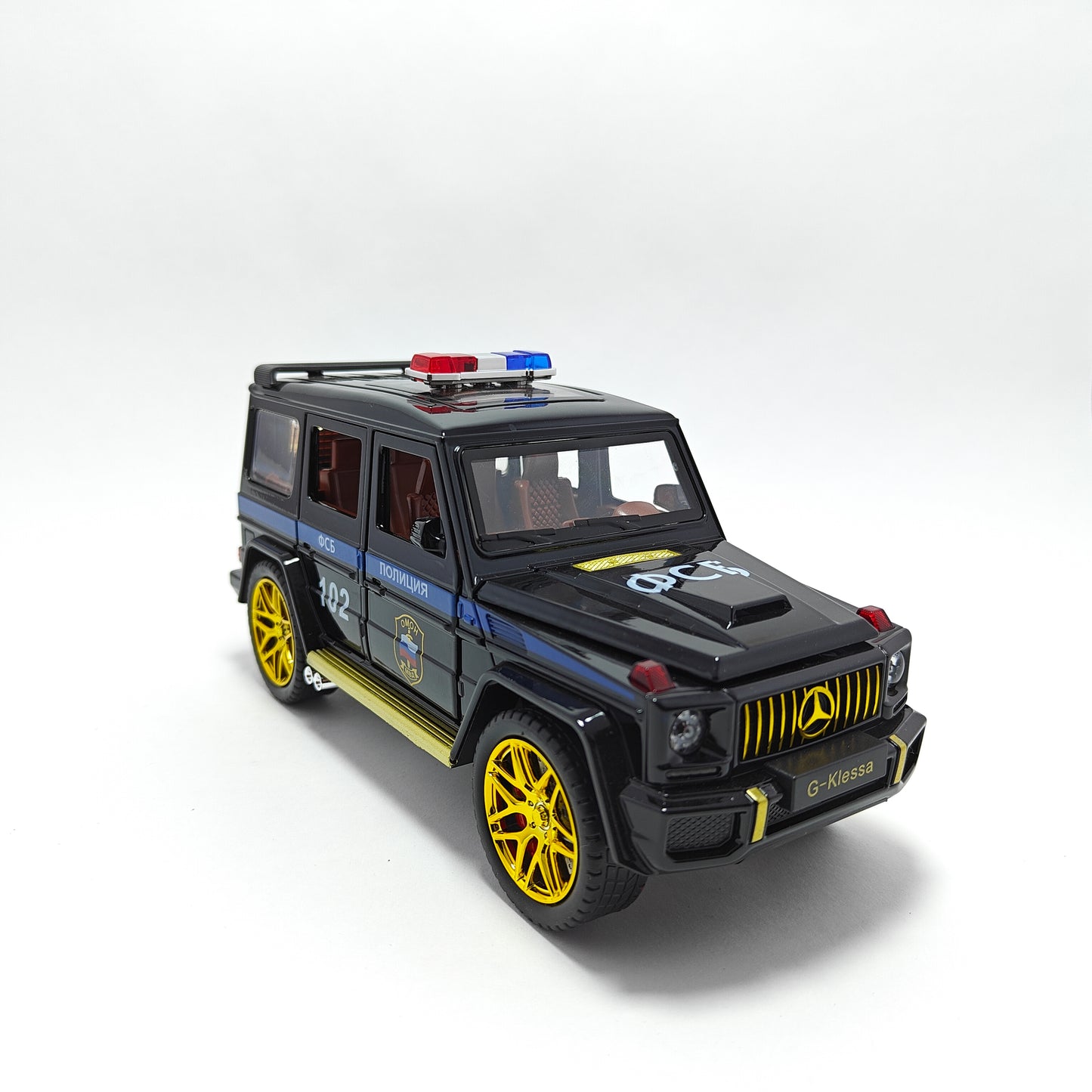 Mercedes AMG G63 G-KLESSA Police Metal Car Toys For Kids 1:24 [Black]