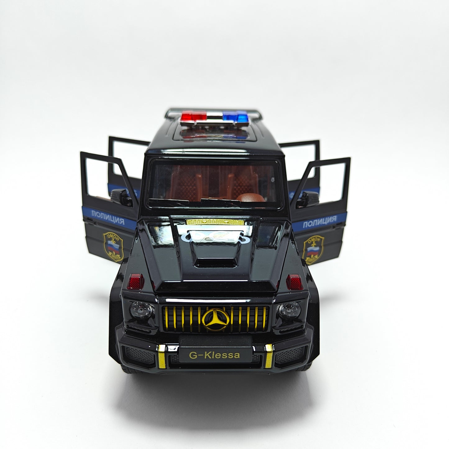 Mercedes AMG G63 G-KLESSA Police Metal Car Toys For Kids 1:24 [Black]