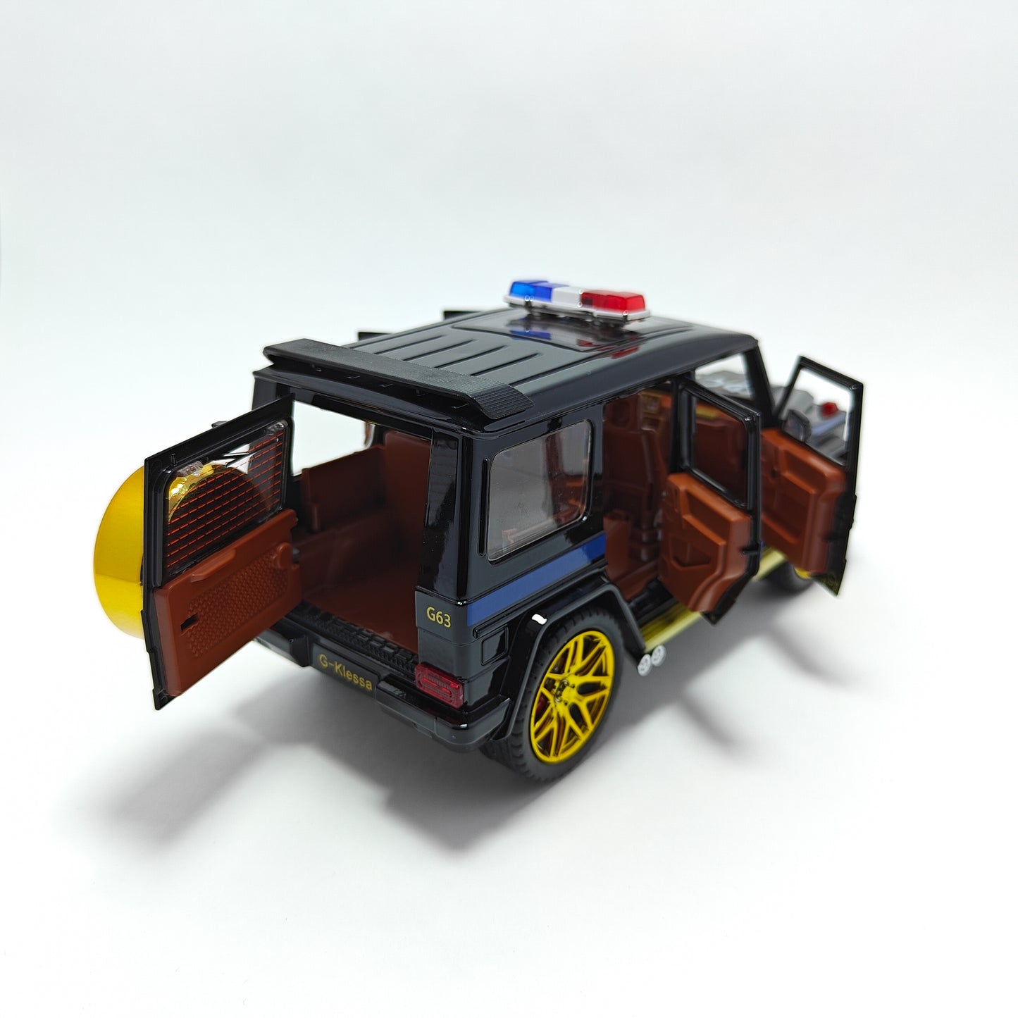 Mercedes AMG G63 G-KLESSA Police Metal Car Toys For Kids 1:24 [Black]