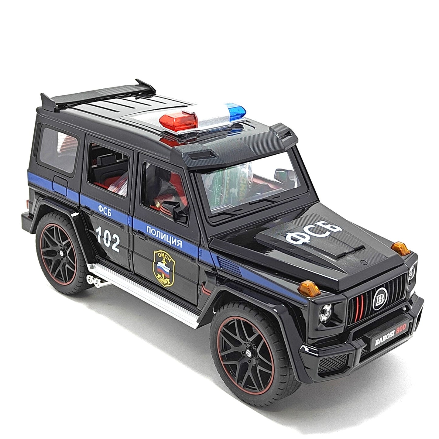 Mercedes Benz Brabus 800 Russian Police Car Metal Car Toys For Kids 1:18 - Black