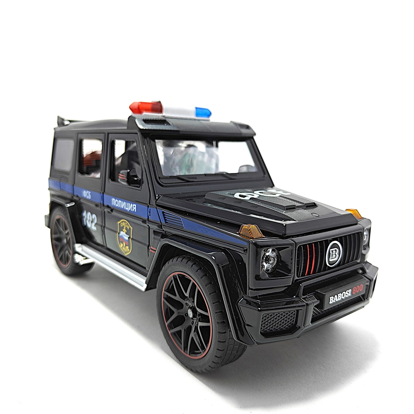 Mercedes Benz Brabus 800 Russian Police Car Metal Car Toys For Kids 1:18 - Black