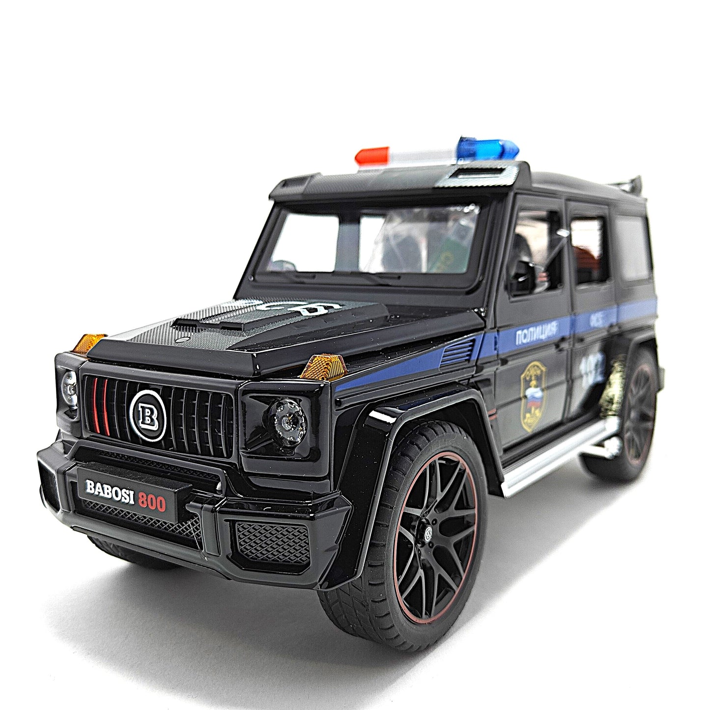 Mercedes Benz Brabus 800 Russian Police Car Metal Car Toys For Kids 1:18 - Black