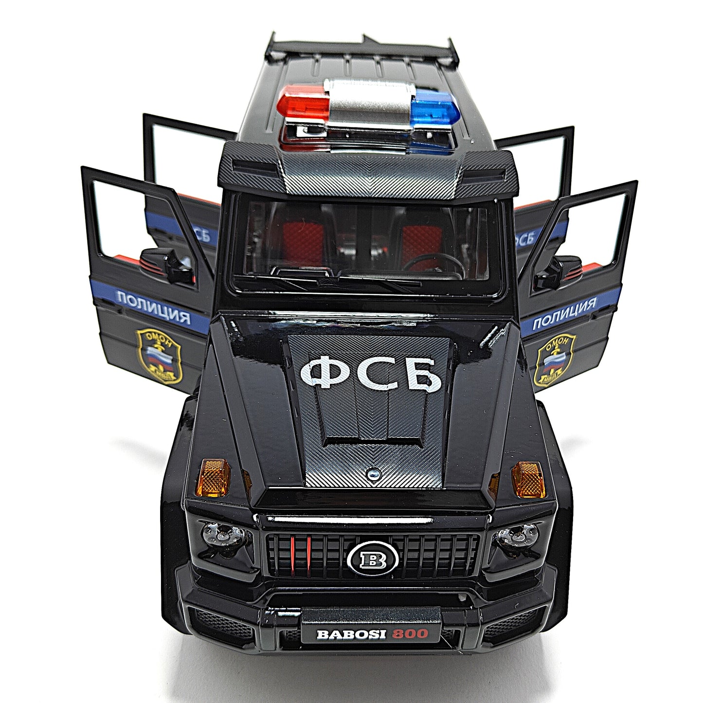 Mercedes Benz Brabus 800 Russian Police Car Metal Car Toys For Kids 1:18 - Black