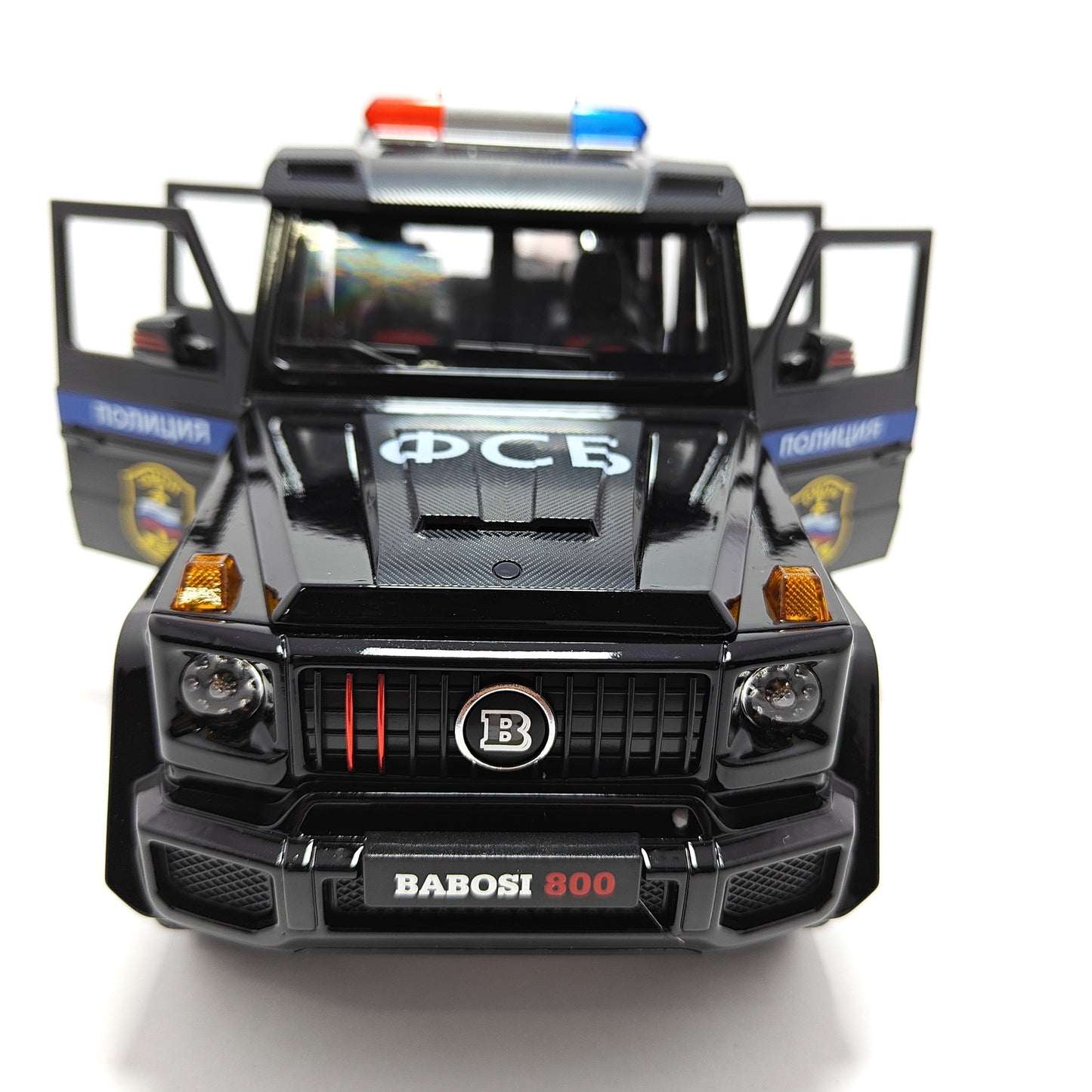 Mercedes Benz Brabus 800 Russian Police Car Metal Car Toys For Kids 1:18 - Black