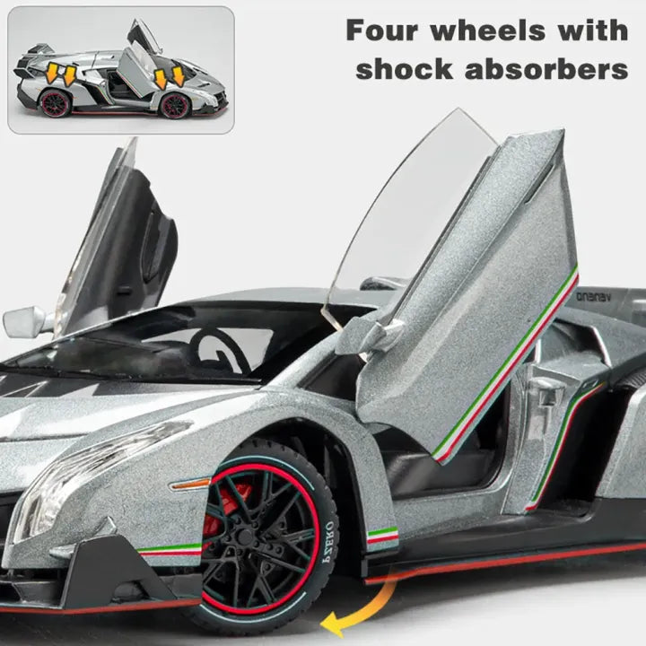 Lamborghini Venom Metal Car Toys For Kids 1:24 - Silver