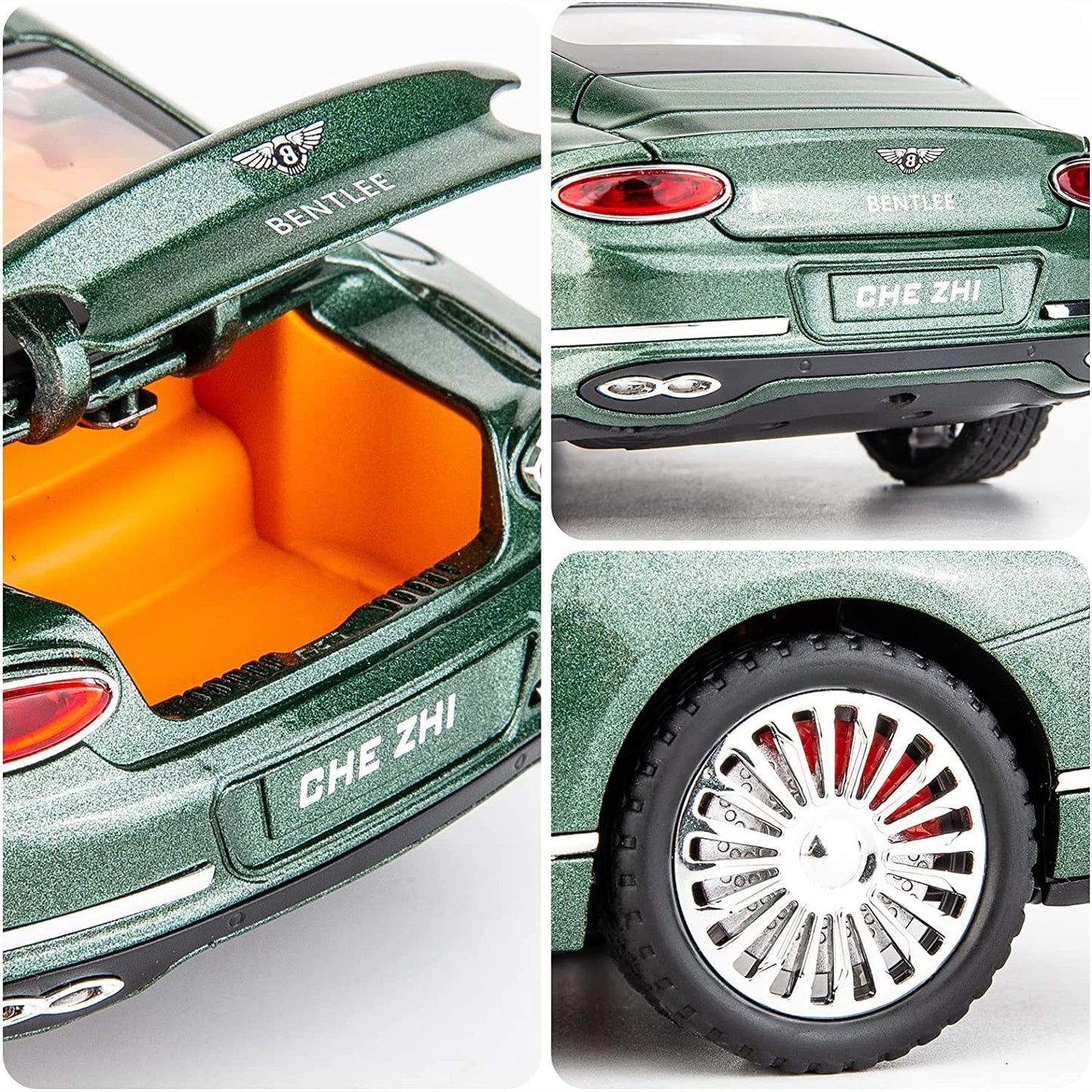 Bentley Continental Metal Car Toys For Kids 1:24 - Green