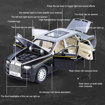 Rolls Royce Phantom Metal Car Toys For Kids 1:24 - Silver