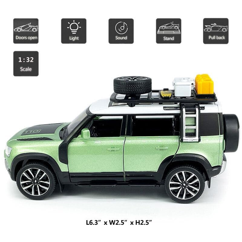 Authorized Land Rover Defender Metal Car Toys For Kids 1:24 - Green