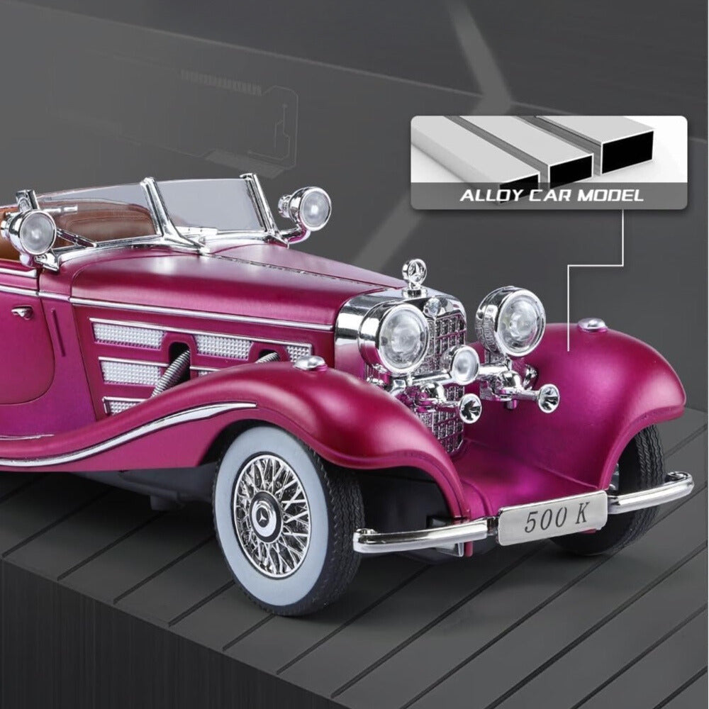 Mercedes Benz 500K Metal Car Toys For Kids 1:24 - Pink