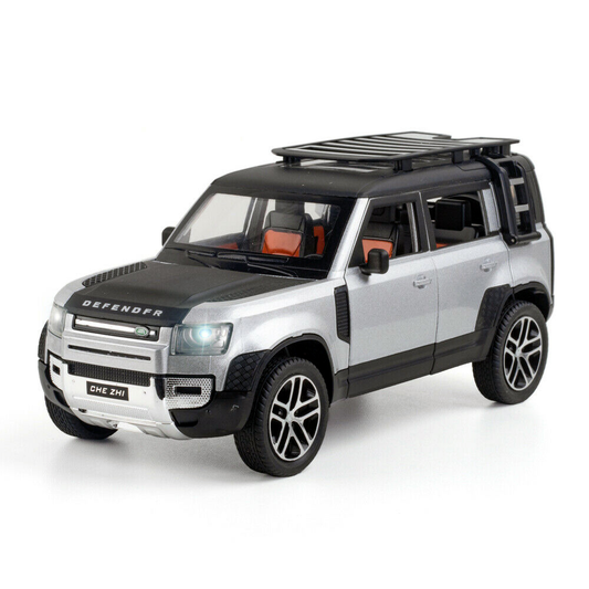 Land Rover Defender Metal Car Toys For Kids 1:24 [Silver-Black]