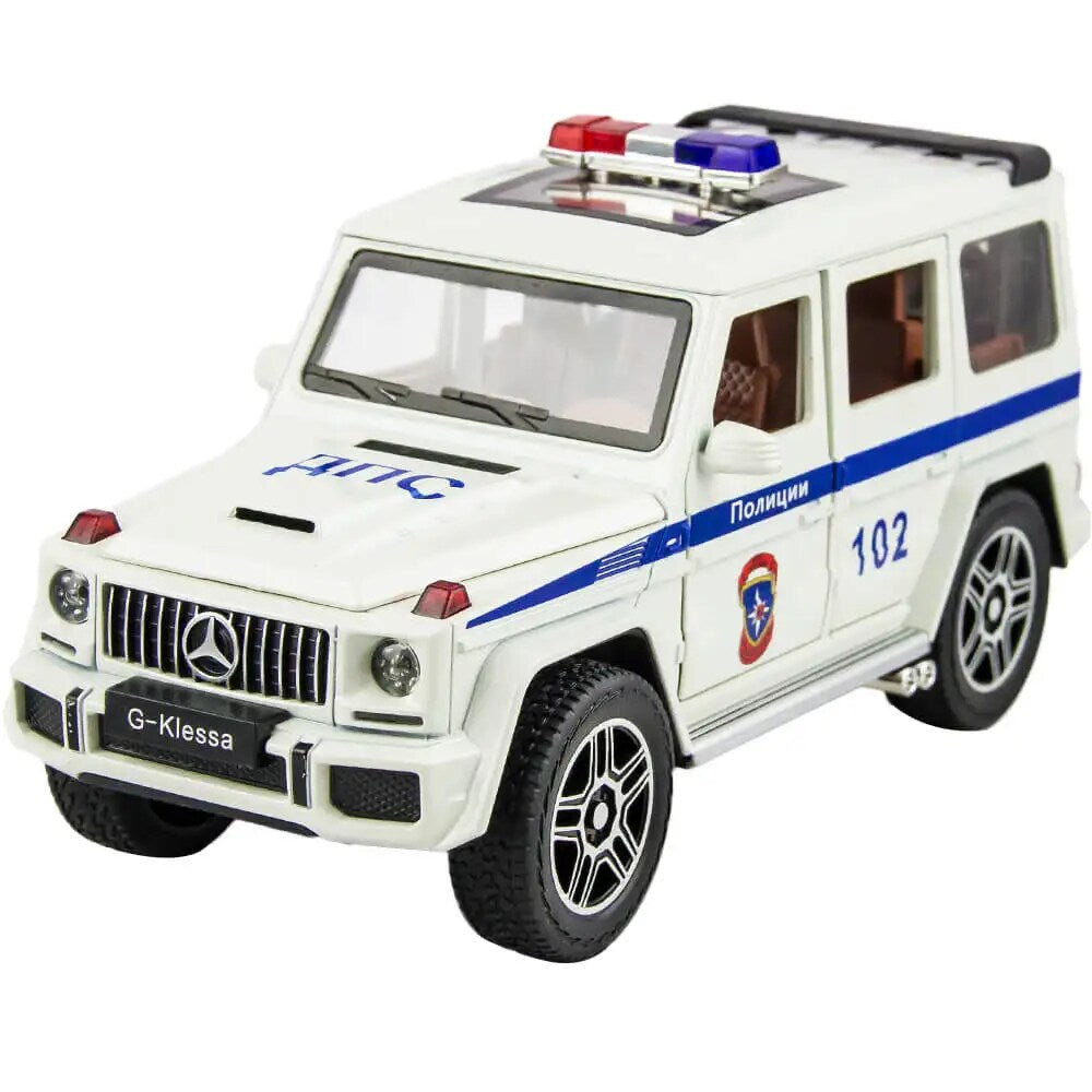 Mercedes-Benz G Wagon Police Metal Car Toys For Kids 1:32 [White]