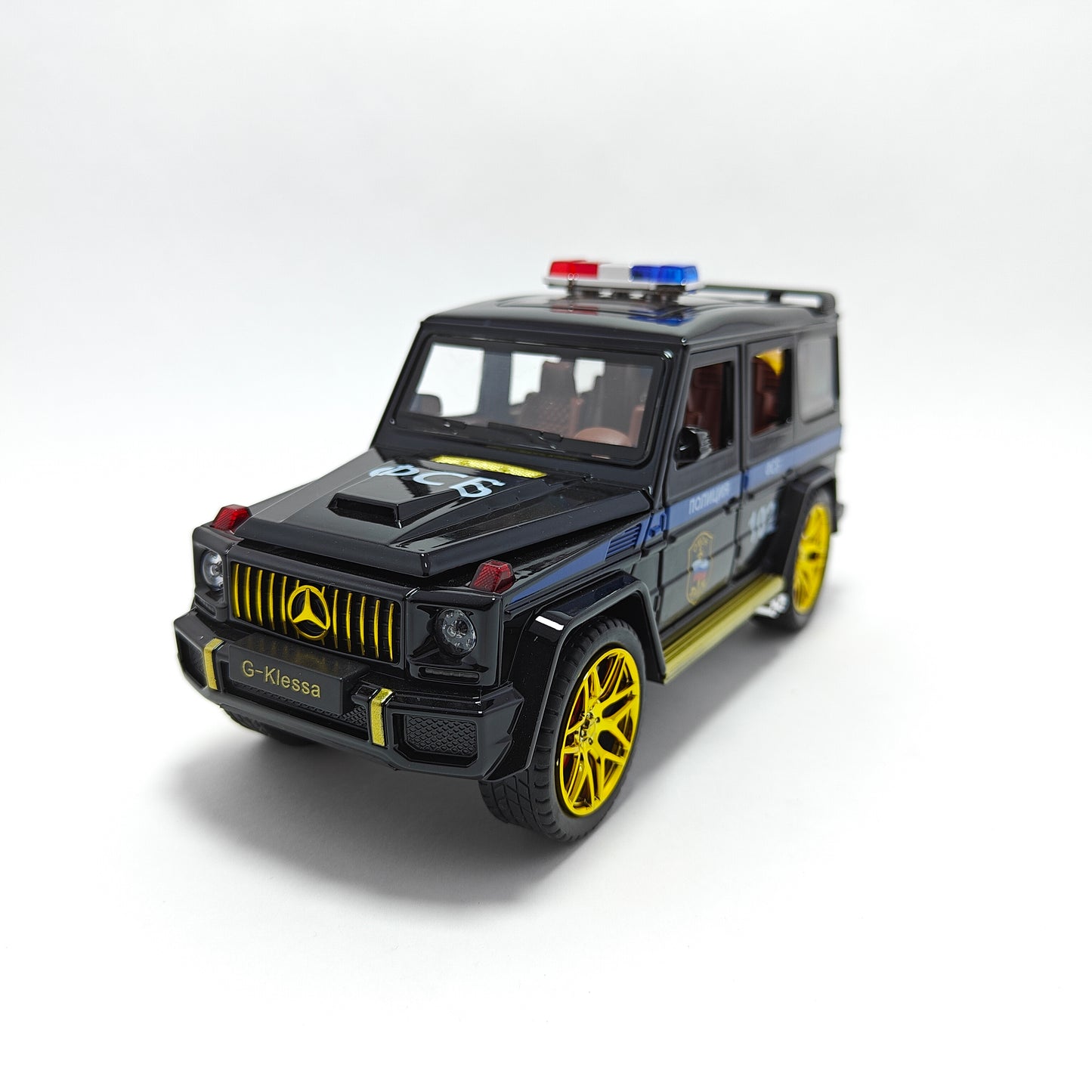 Mercedes AMG G63 G-KLESSA Police Metal Car Toys For Kids 1:24 [Black]