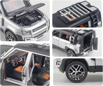 Land Rover Defender Metal Car Toys For Kids 1:24 [Silver-Black]