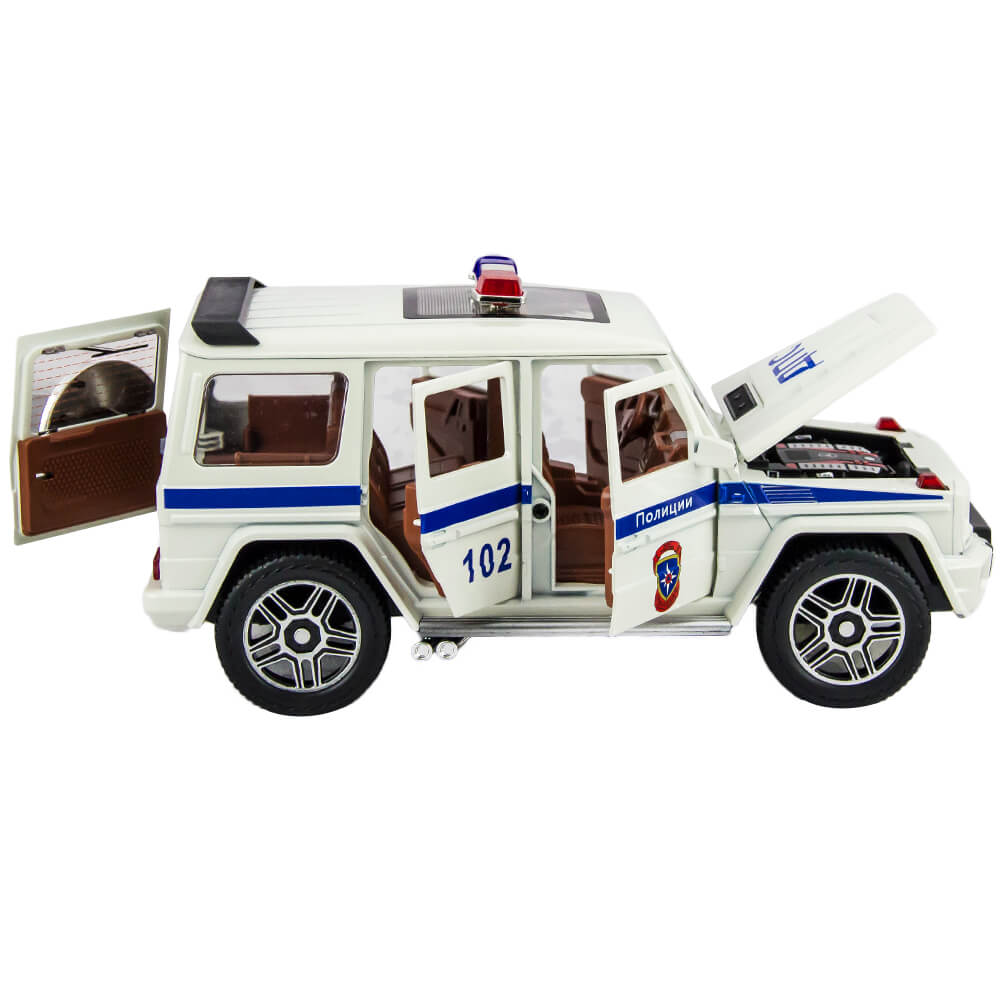 Mercedes-Benz G Wagon Police Metal Car Toys For Kids 1:32 [White]