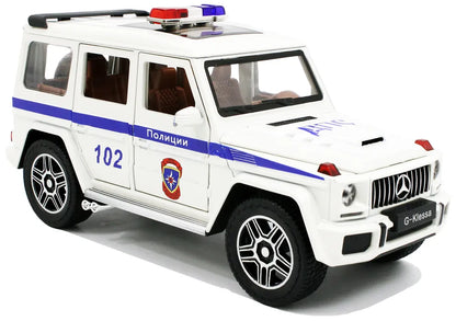 Mercedes-Benz G Wagon Police Metal Car Toys For Kids 1:32 [White]