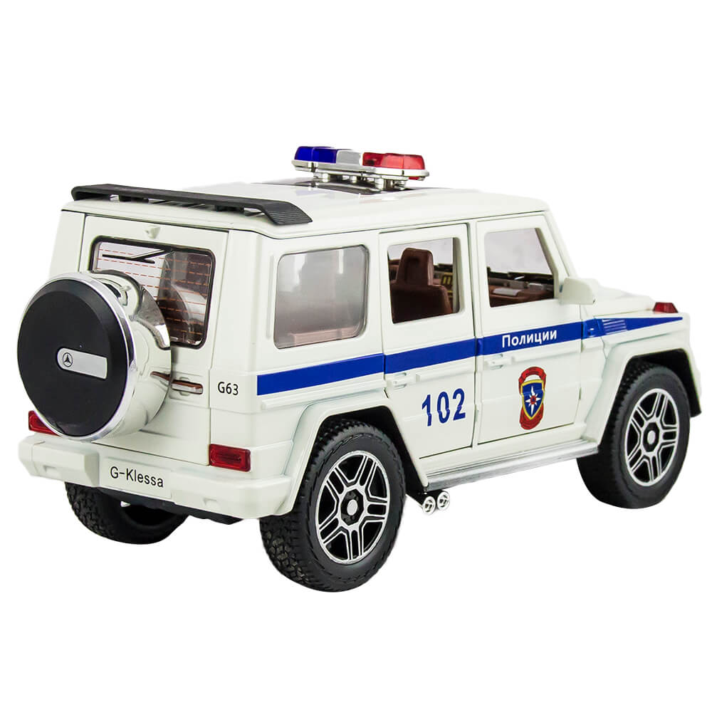 Mercedes-Benz G Wagon Police Metal Car Toys For Kids 1:32 [White]