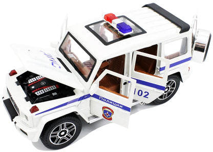 Mercedes-Benz G Wagon Police Metal Car Toys For Kids 1:32 [White]