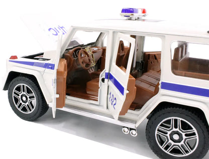 Mercedes-Benz G Wagon Police Metal Car Toys For Kids 1:32 [White]