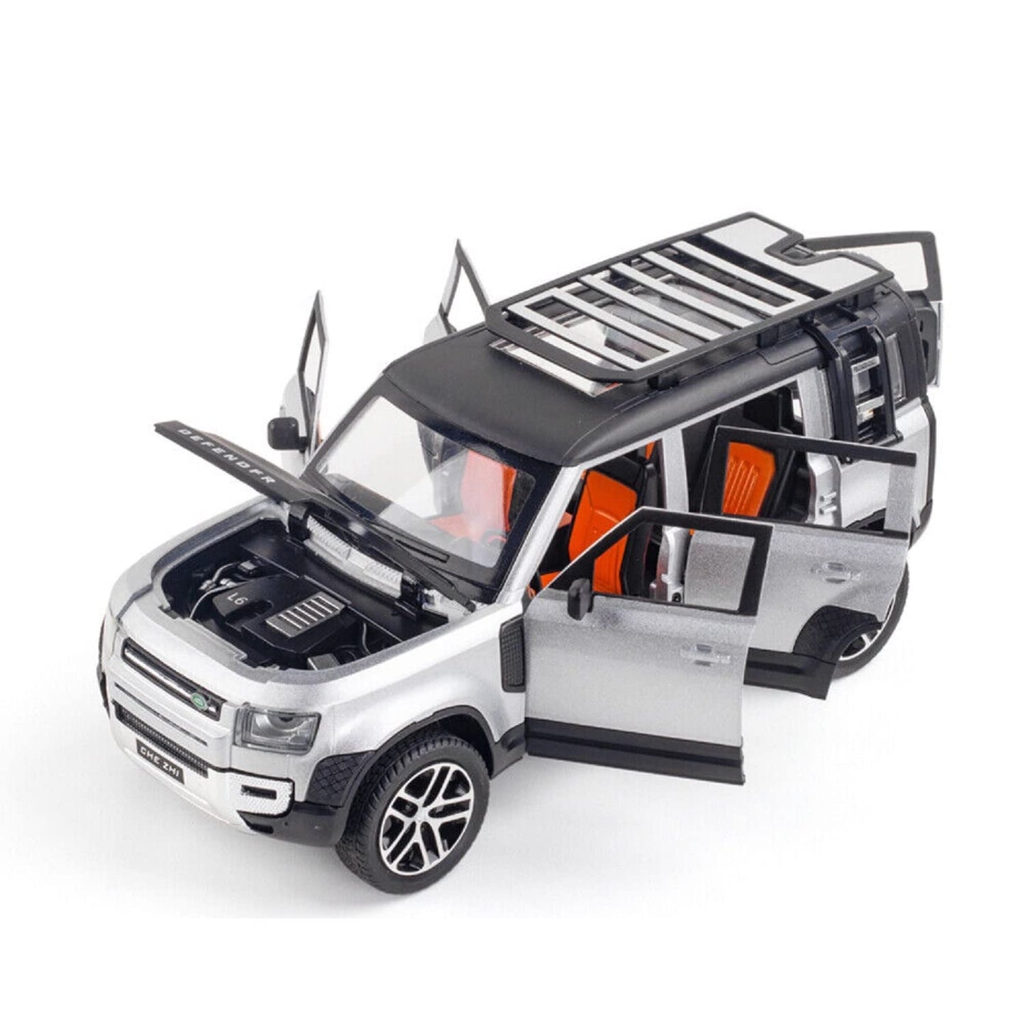 Land Rover Defender Metal Car Toys For Kids 1:24 [Silver-Black]