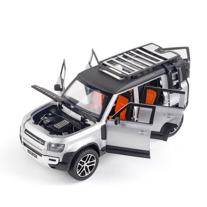 Land Rover Defender Metal Car Toys For Kids 1:24 [Silver-Black]