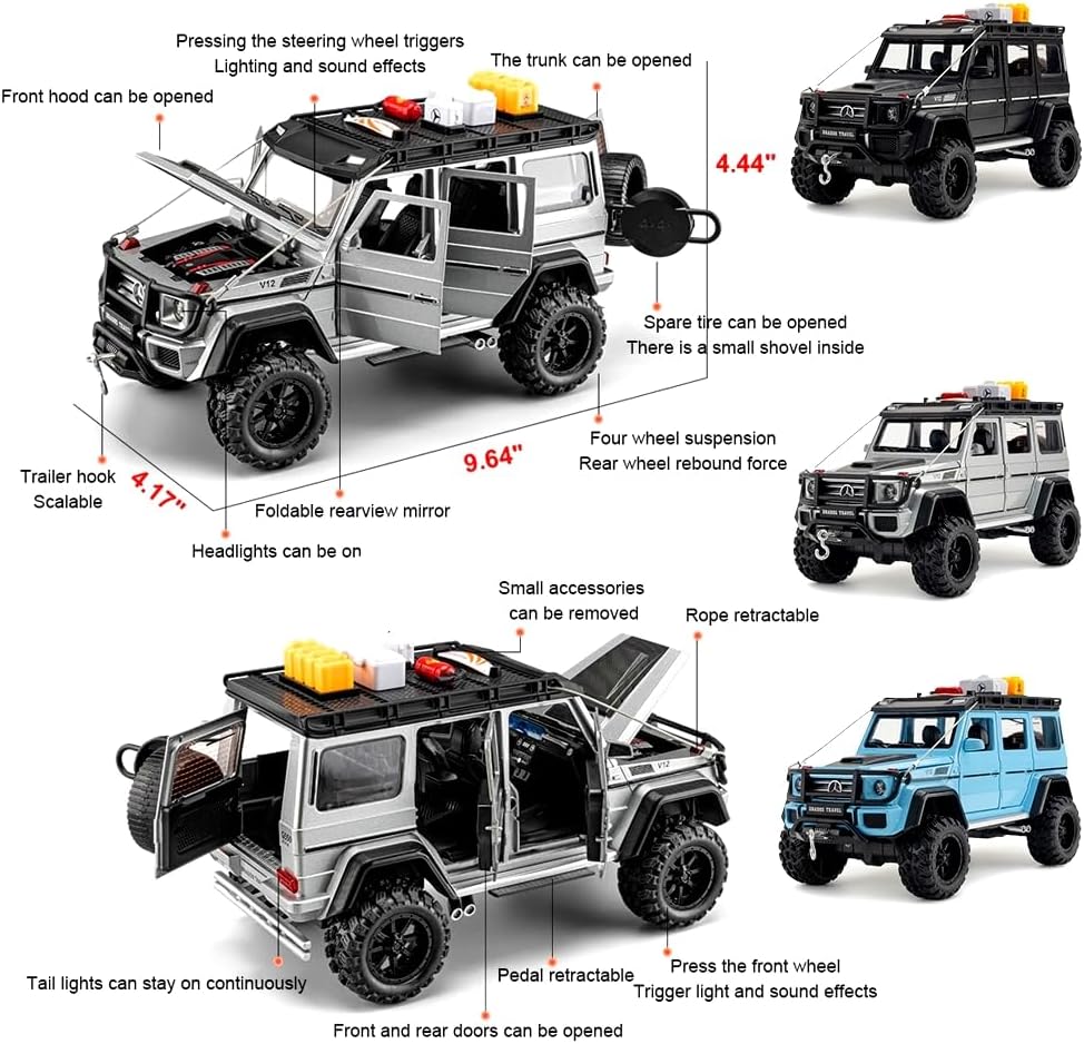 Mercedes-Benz Brabus 4x4 Metal Car Toys For Kids 1:24 [Black]