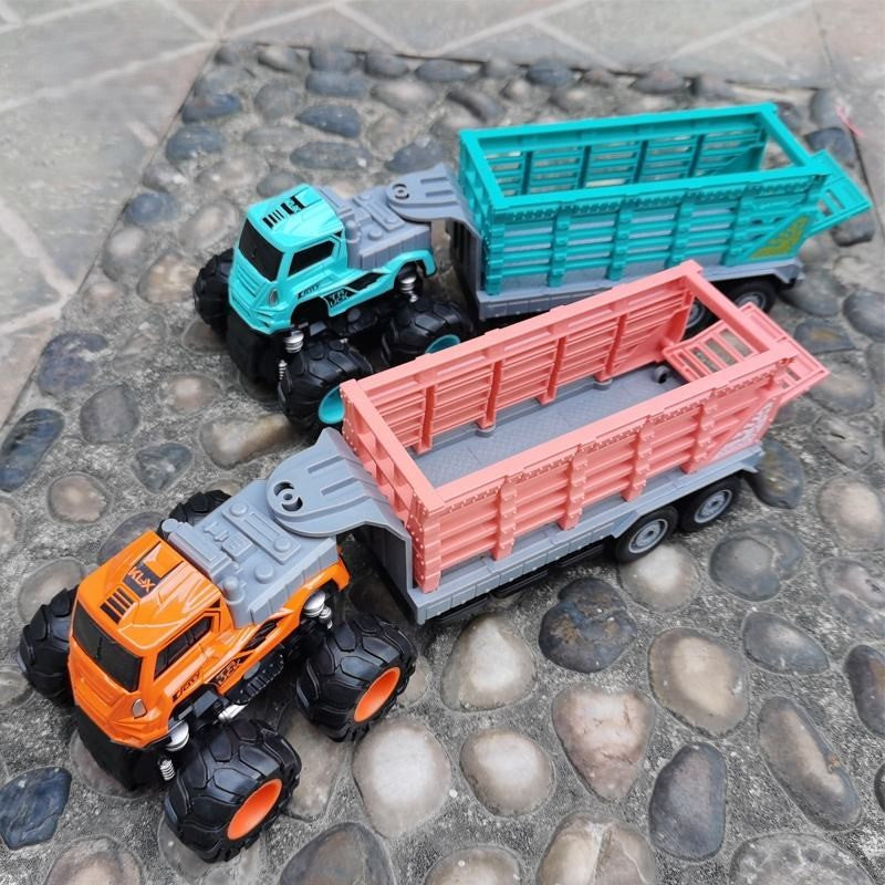 Truck Toys Diecast Alloy Friction Powered Animals Carrier Truck Toy - Orange