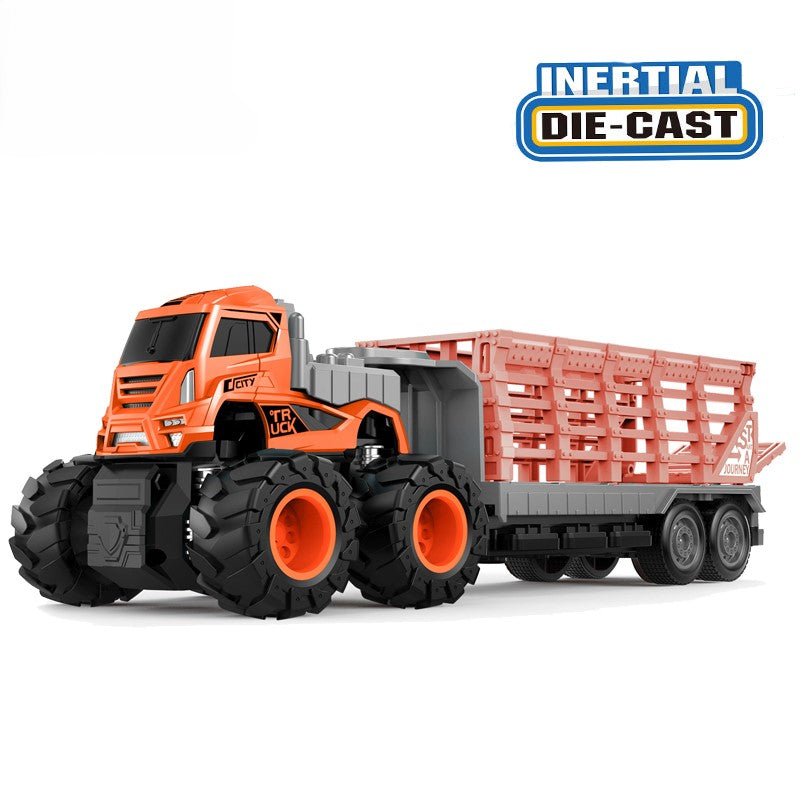 Truck Toys Diecast Alloy Friction Powered Animals Carrier Truck Toy - Orange