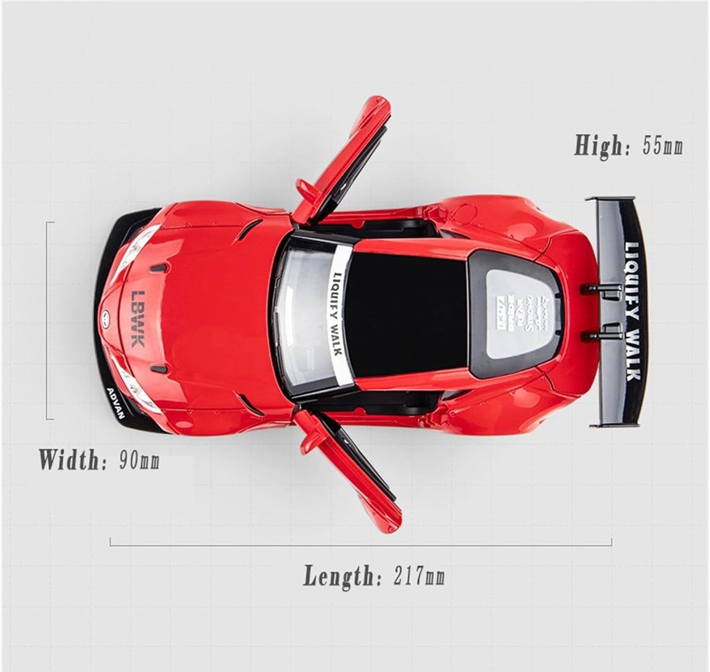 Toyota Supra LBWK Racing Metal Car Toys For Kids 1:22 [Red]