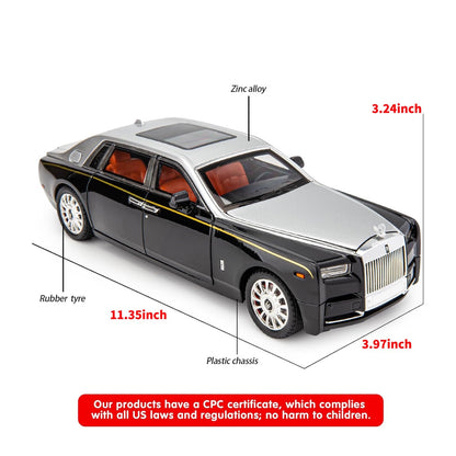 Rolls Royce Phantom Metal Car Toys For Kids 1:18 - Silver