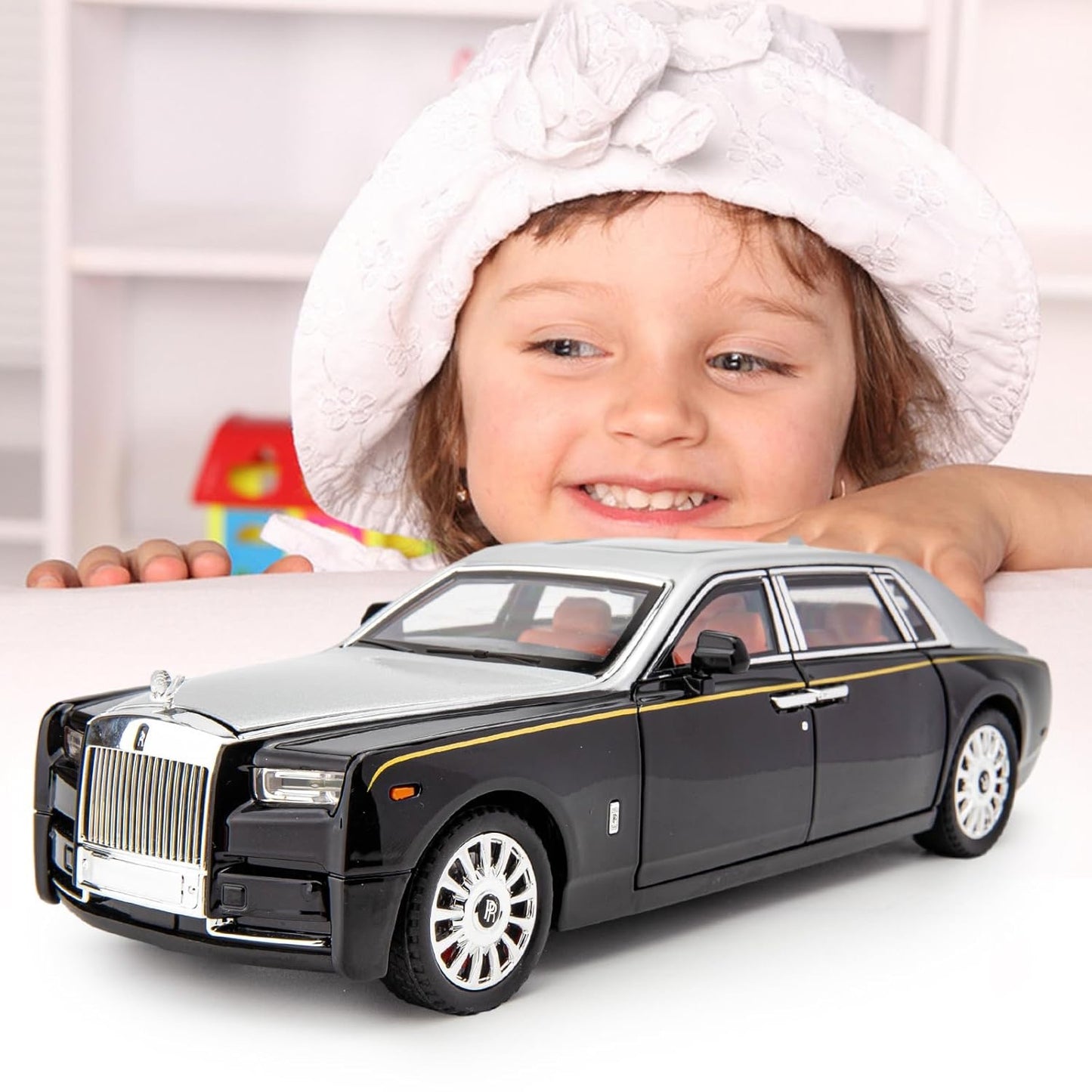 Rolls Royce Phantom Metal Car Toys For Kids 1:18 - Silver