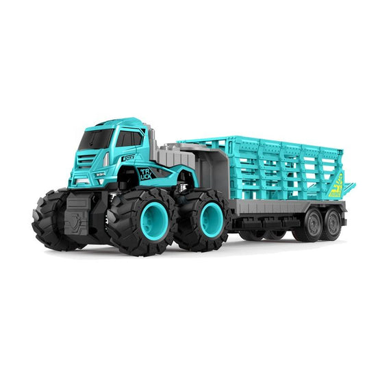 Truck Toys Diecast Alloy Friction Powered Animals Carrier Truck Toy - Skyblue