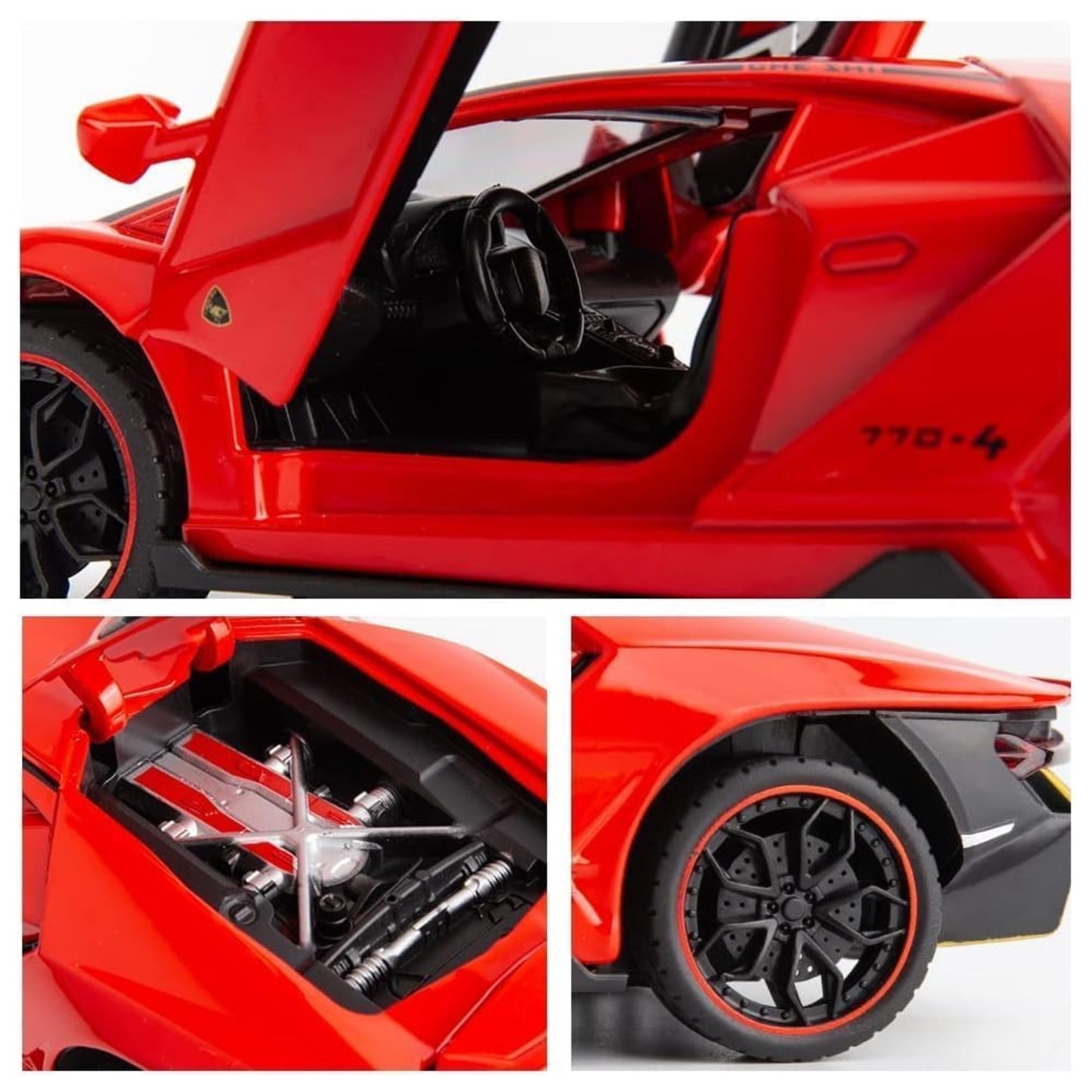 Lambo Sports Car Metal Car Toys For Kids 1:24 - Red