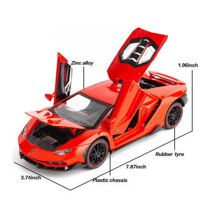 Lambo Sports Car Metal Car Toys For Kids 1:24 - Red